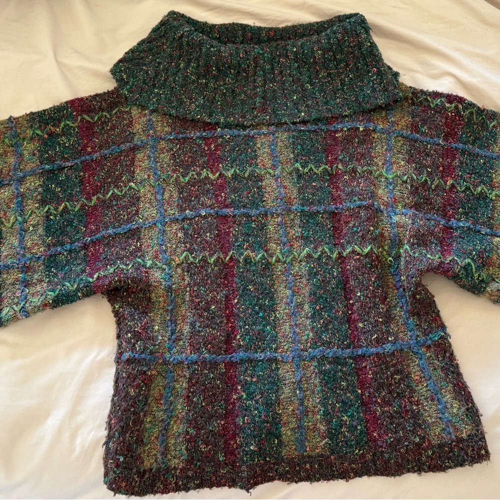 Cowl Neck Multicolor Bouclé Sweater